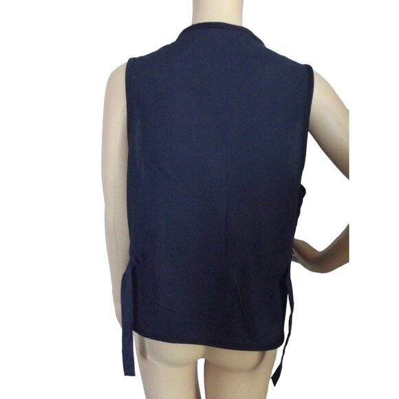 Casey & Max Vest Womens Medium Blue Pumpkin Autumn Fall Lattice Strip Embroidery - Picture 10 of 11